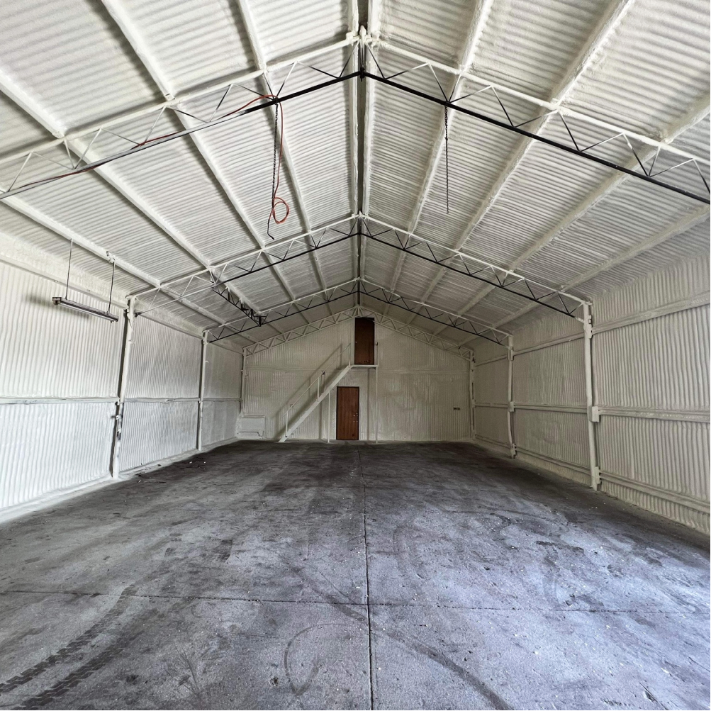 Inside of large insulated shed