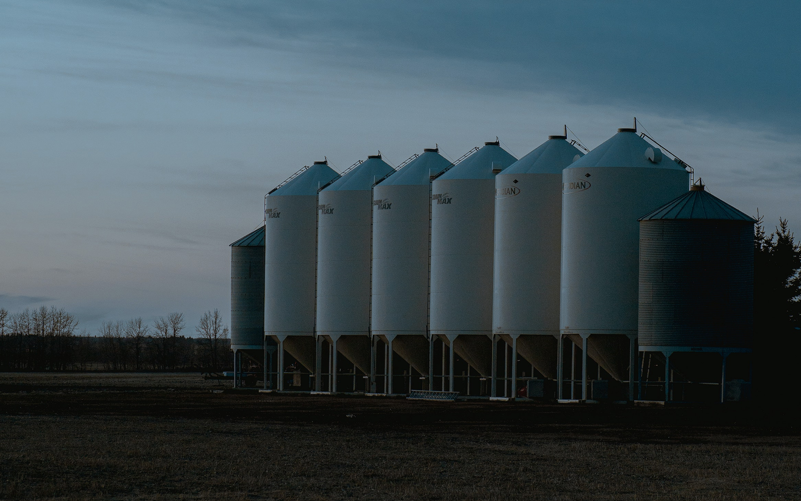 Row of Silos at Farm